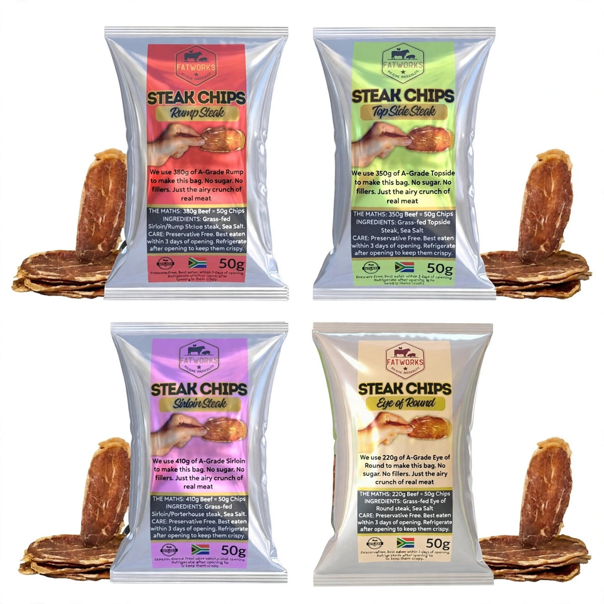 Steak Chips - 100% A-Grade Beef (4 x 50g)